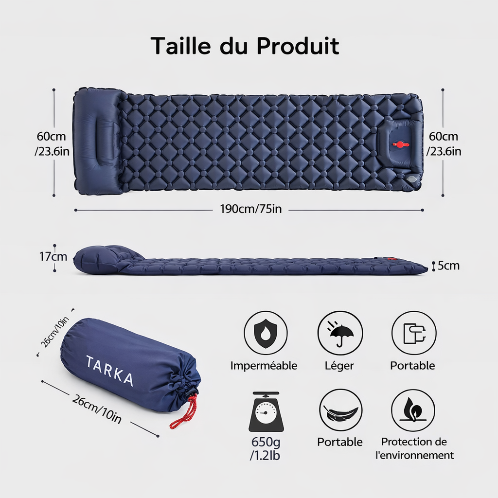 Matelas Gonflable Randonnée Léger Compact Confort